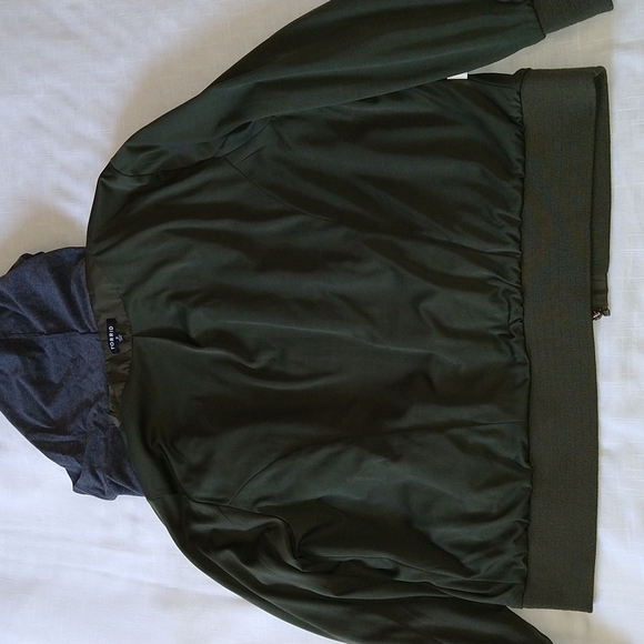 Torrid Anorak green bomber jacket hooded Windbreaker double zipper size 2 /2X - Picture 10 of 14